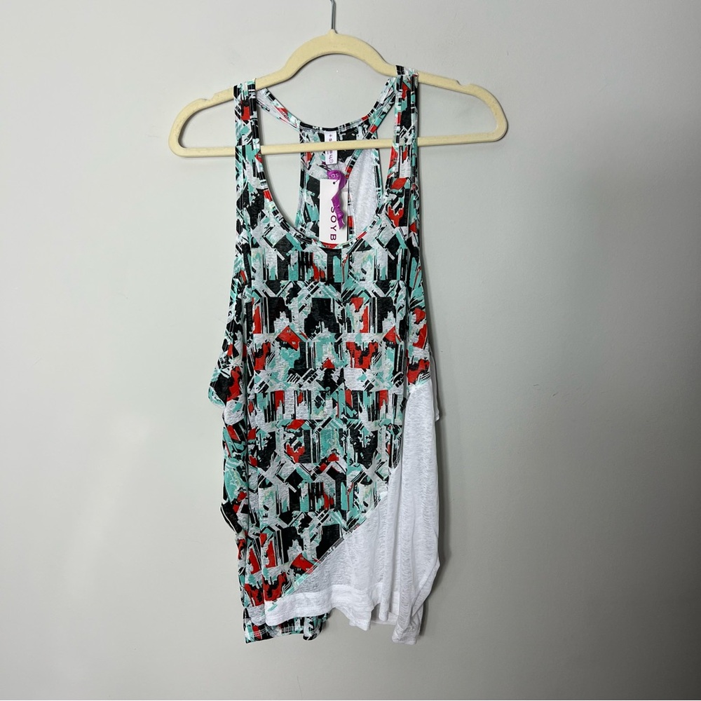 NEW Soybu Racerback Flowy Printed Athletic Tank Sleeveless Top Size 1X 8…